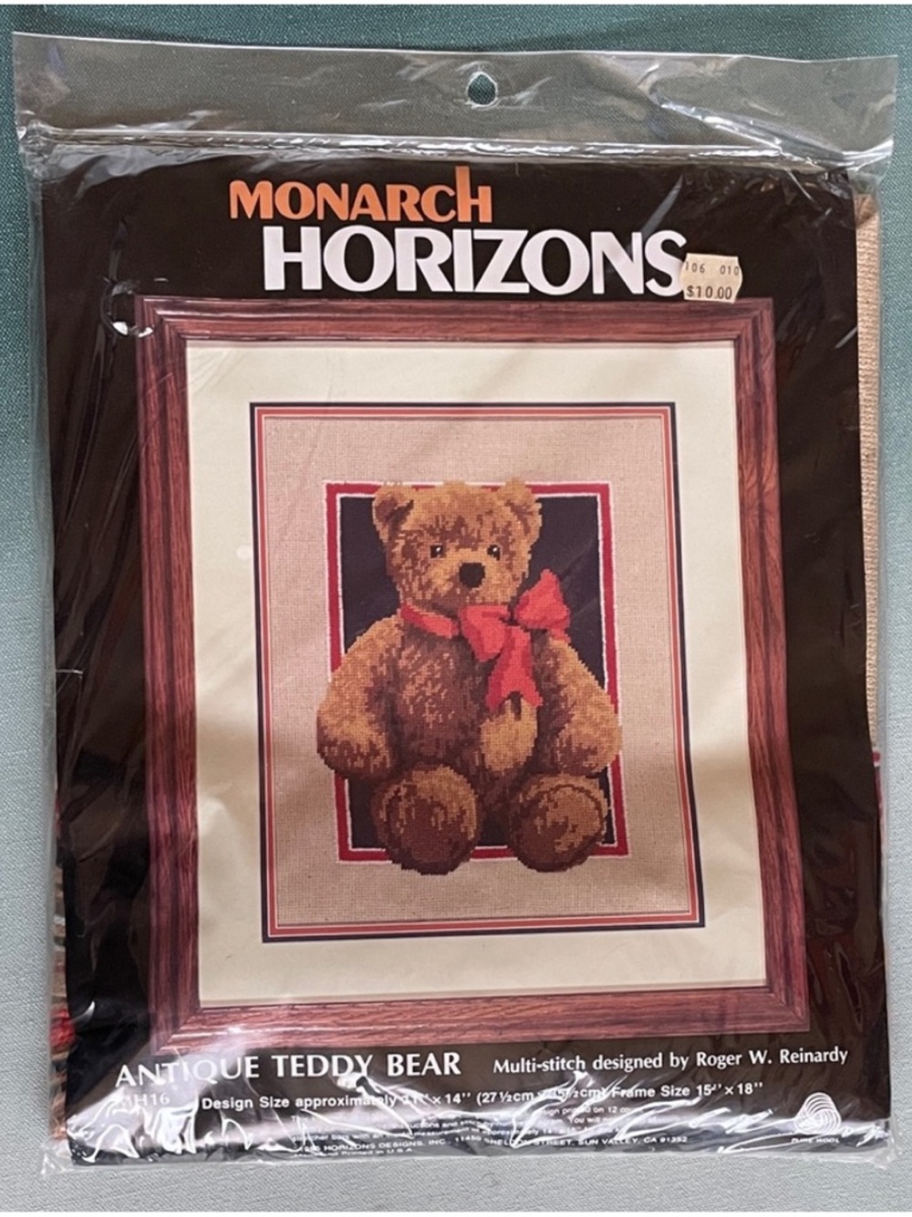 Monarch Horizons Vintage Cross Stitch Kit Antique Teddy Bear 11" by 14"